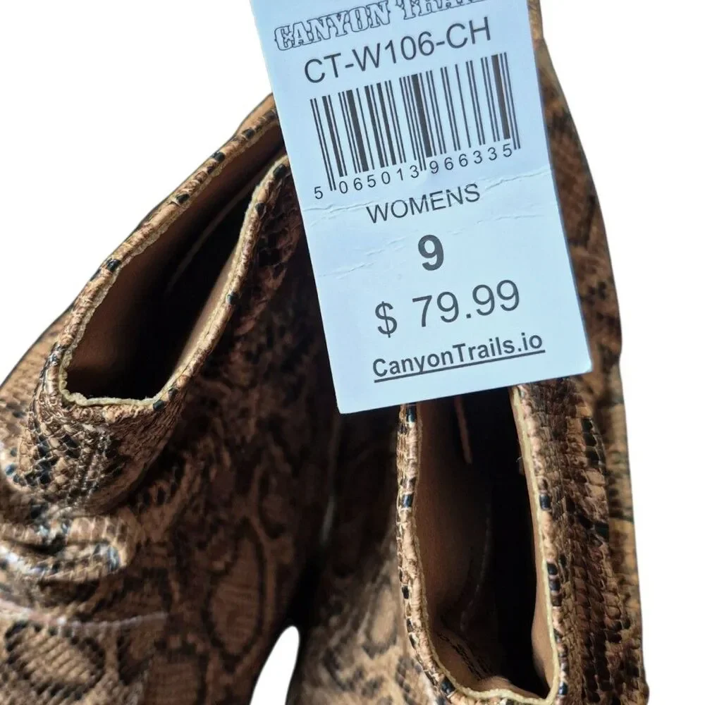 Western Cowgirl 9 Snakeskin Slouch Ankle Booties Brown Rodeo Boots Canyon Trails
